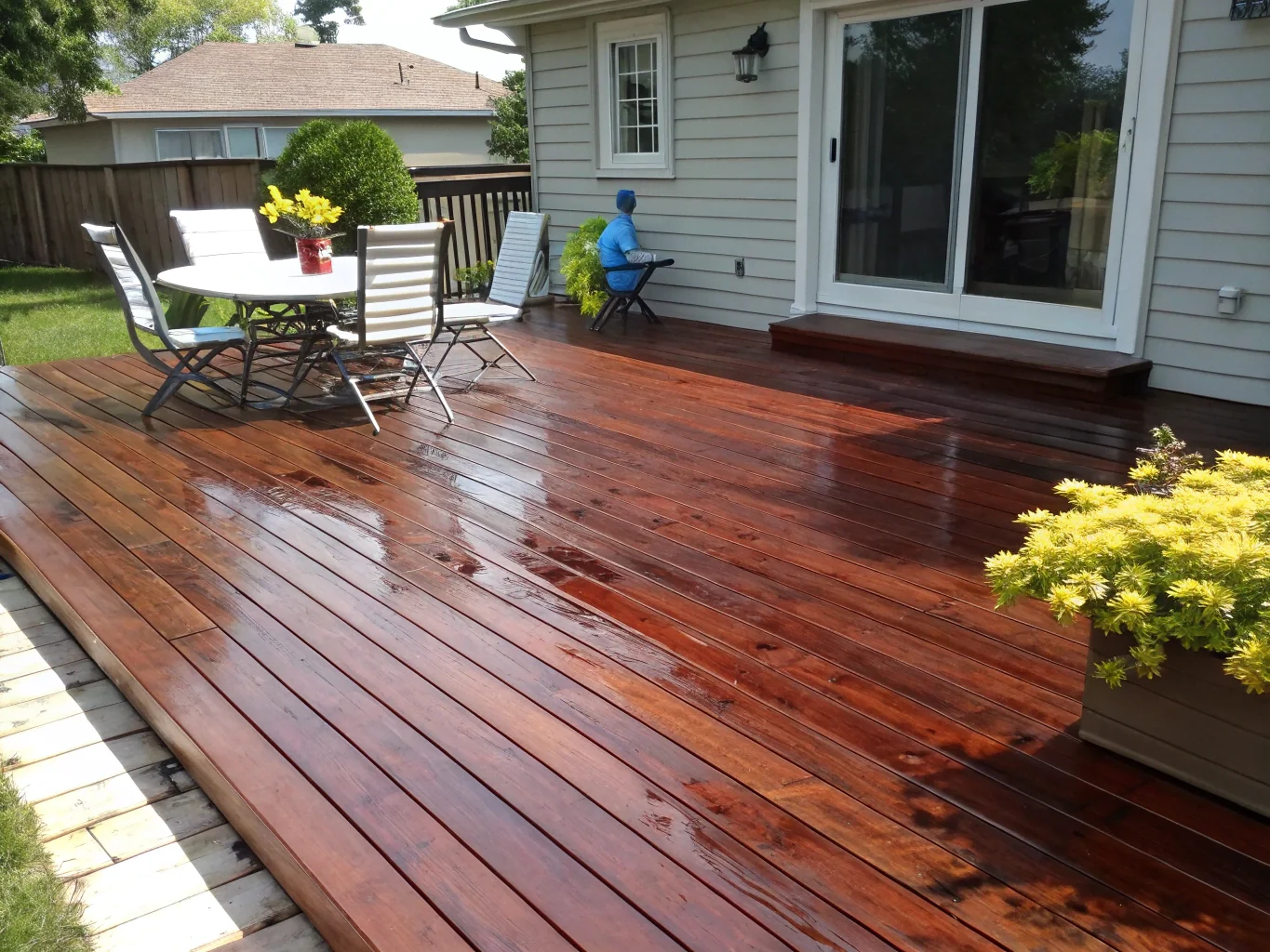 Residential deck staining and exterior wood finishing
