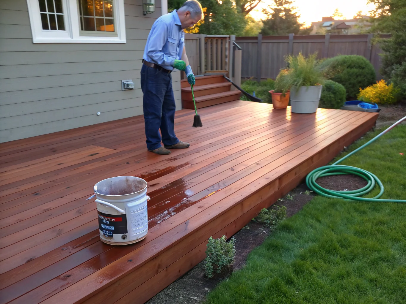 Residential deck and fence painting or staining